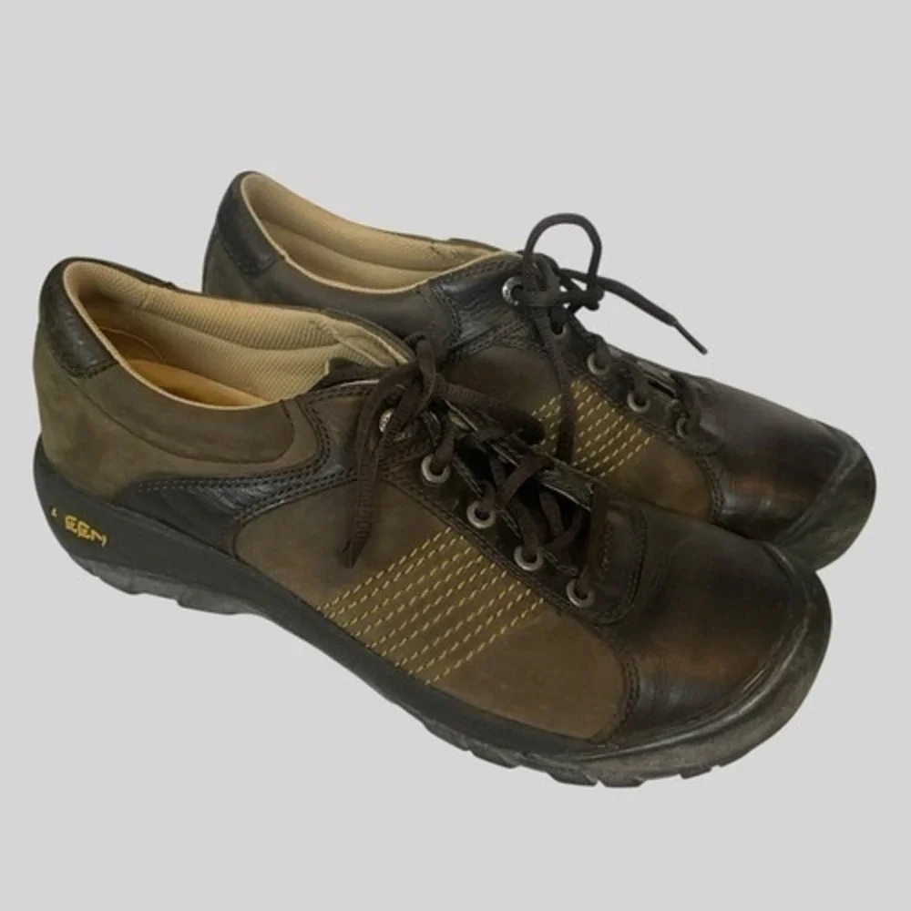 Keen Austin Brown/Yellow Lace Up Walking Oxford Shoes Sneakers Men 12 China